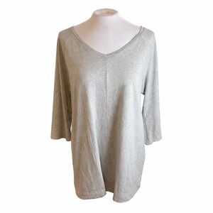 Pure Jill Grey V Neck Raglan Sleeve Tunic Top Womens Size M Cotton Modal Blend